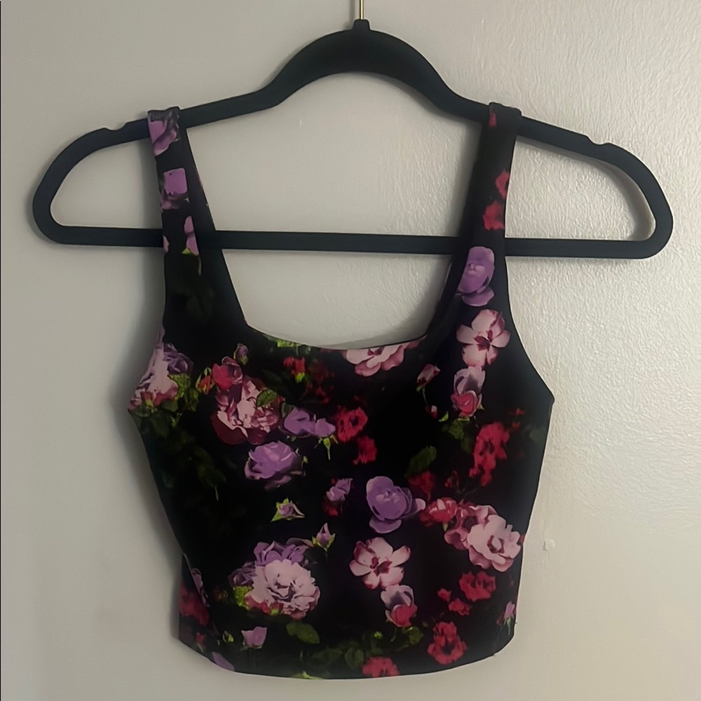 Old Navy Black and Pink Fitted Crop Tank Top